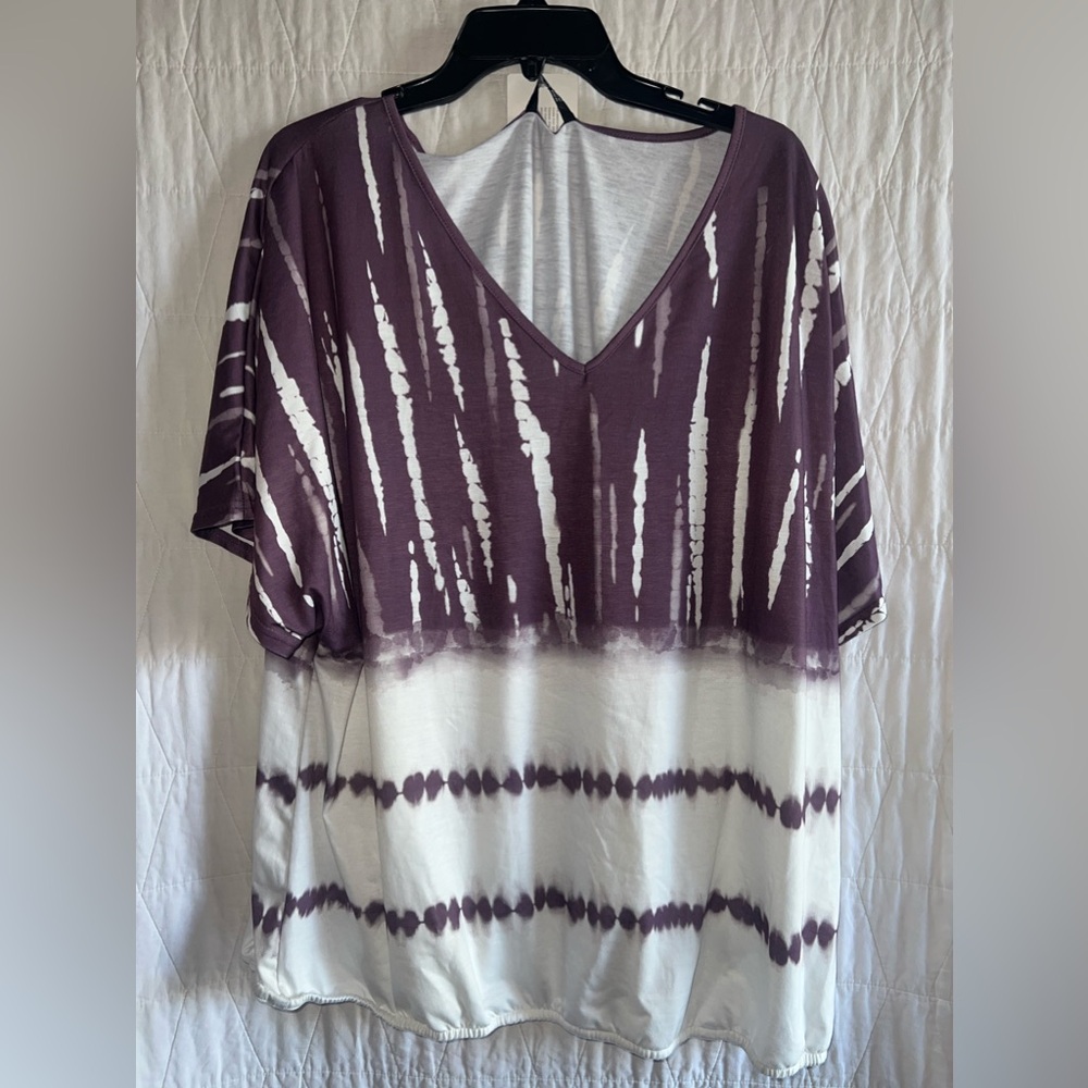White and purple bloomchic plus size t shirt